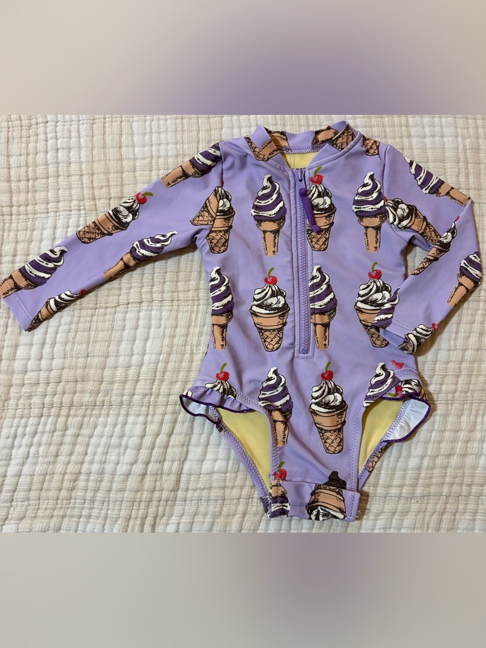 Pink Chicken Lavender Ice Cream Cone One-Piece Swimsuit